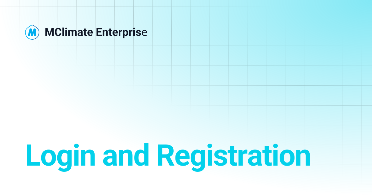 Login and Registration | MClimate Enterprisе